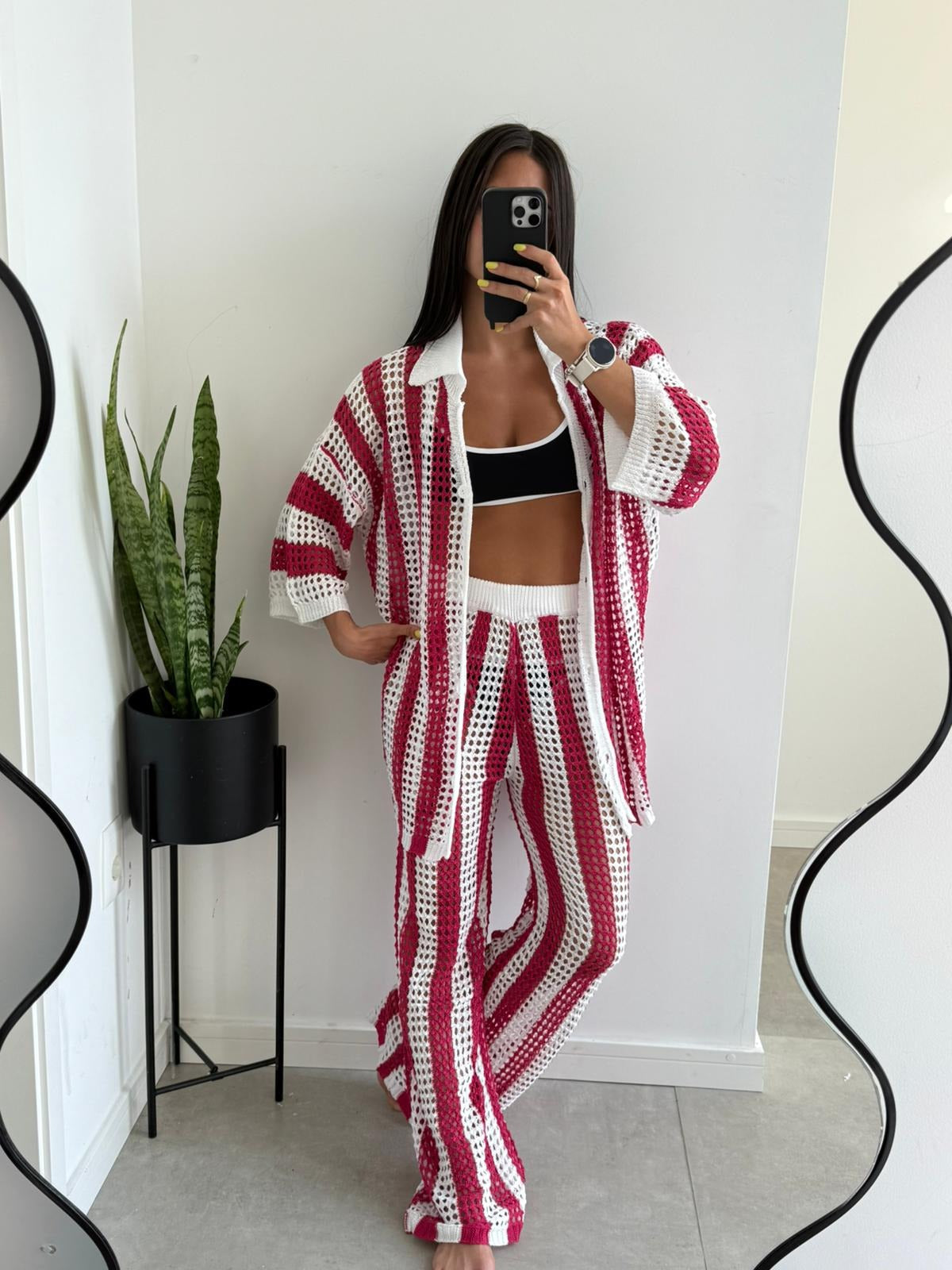 Layla stripet heklet co-ord sett