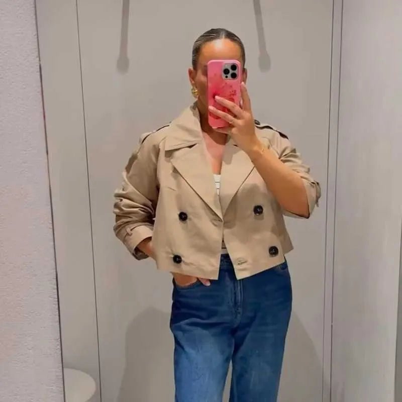 Carla cropped dobbeltspent trenchcoat