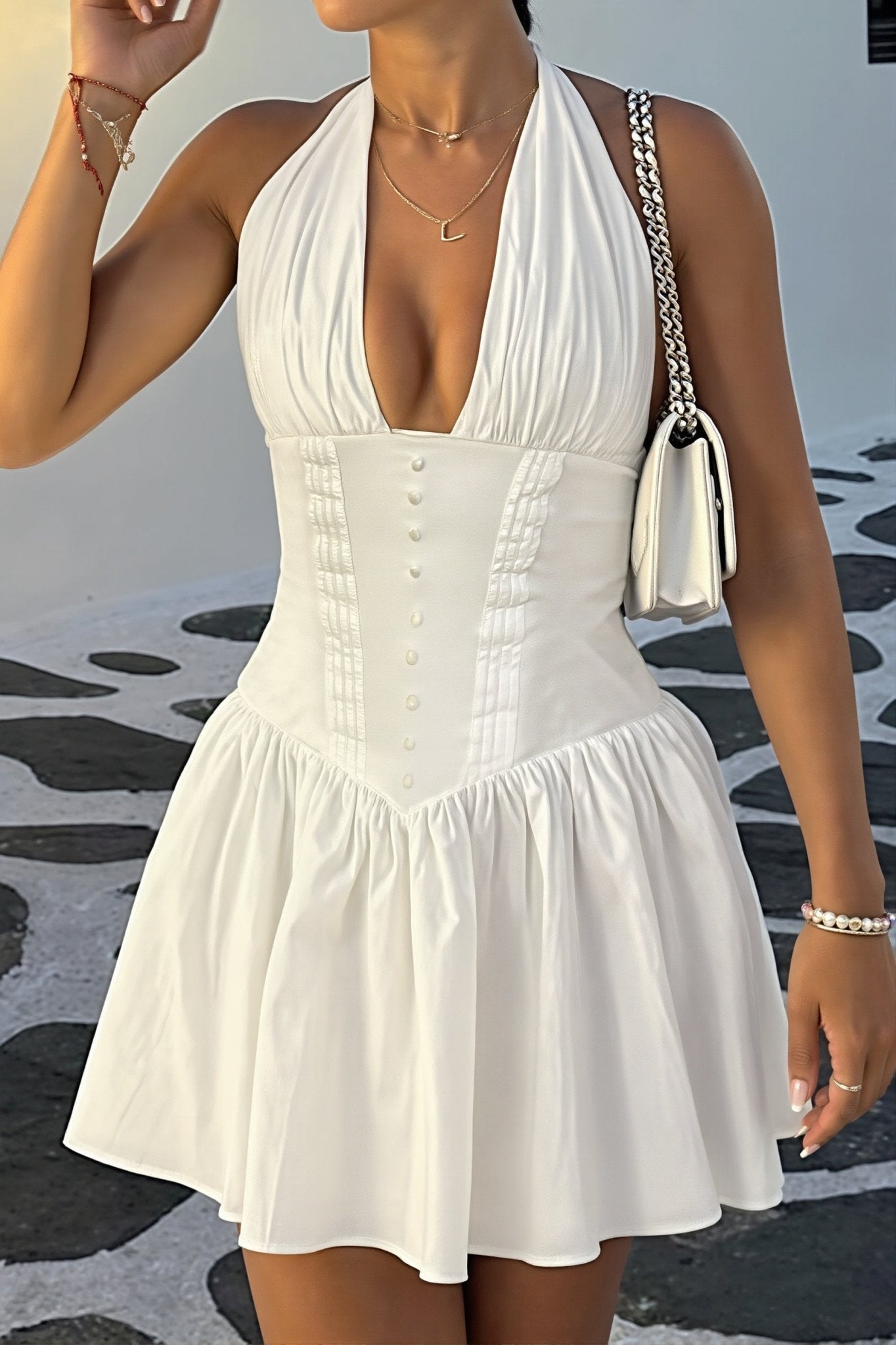Laura halterneck bodycon minikjole