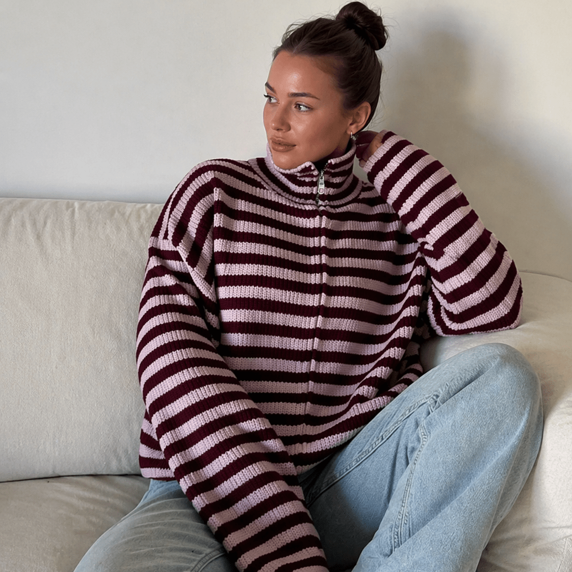 Adinda strikket genser med glidelås