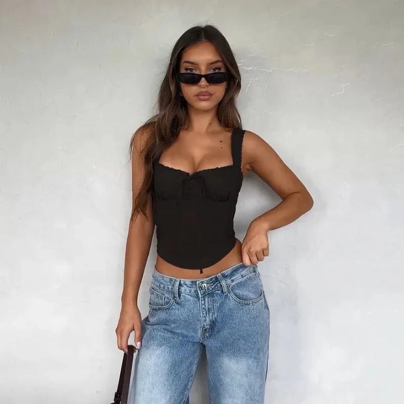 Mika camisole-topp med blondedetalj