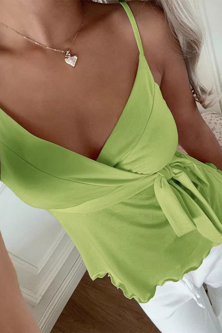 Carla V-hals bølget silke cami