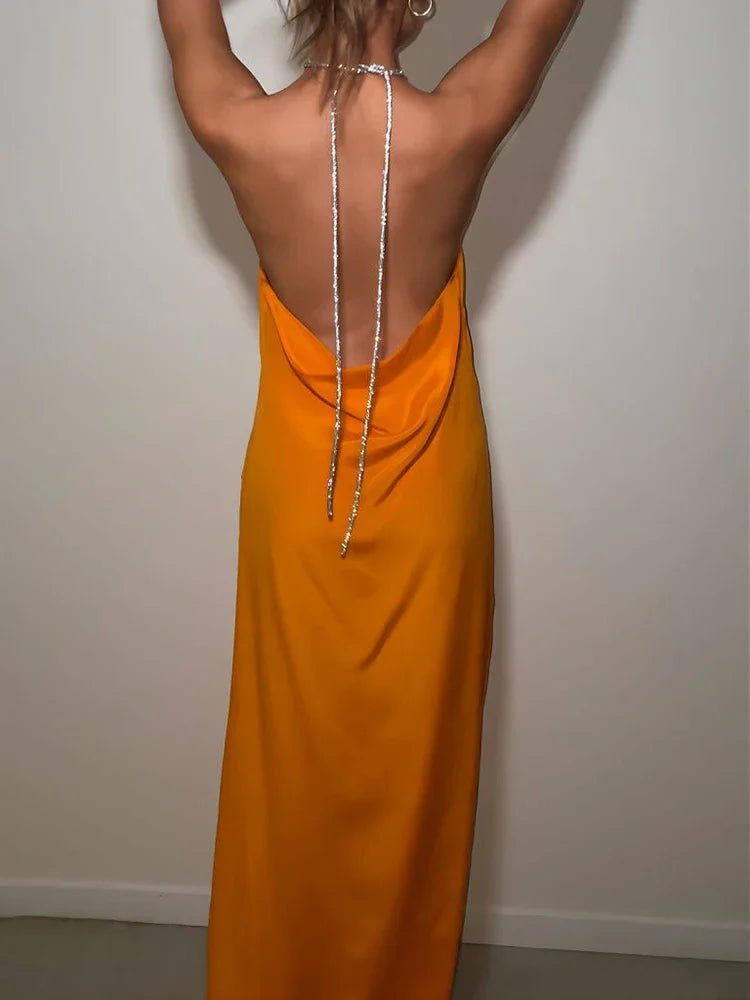 Leah paljett halter maxi-kjole