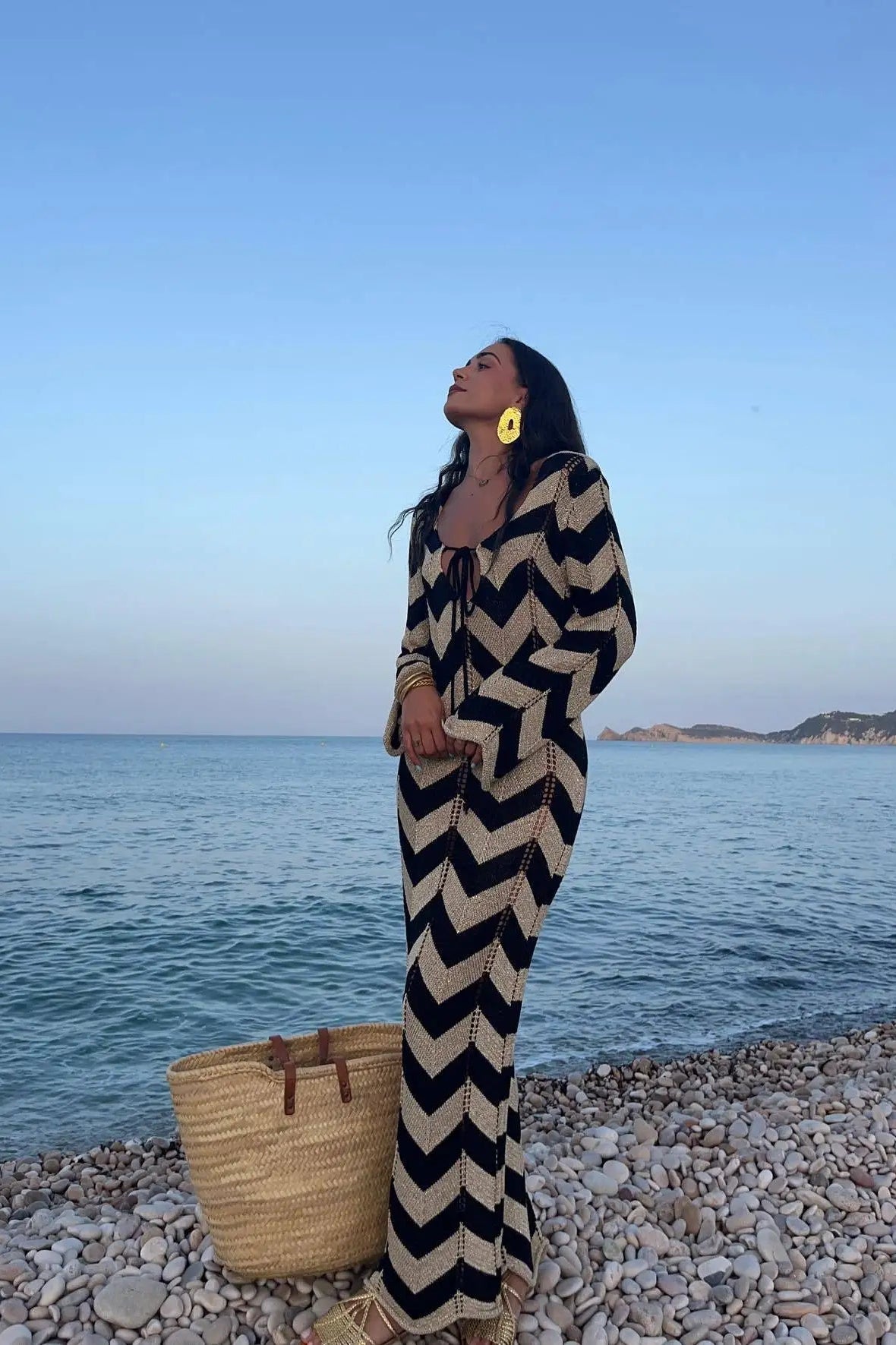 ZEYA - Aimee Striped Knit Long Sleeve Maxi Dress