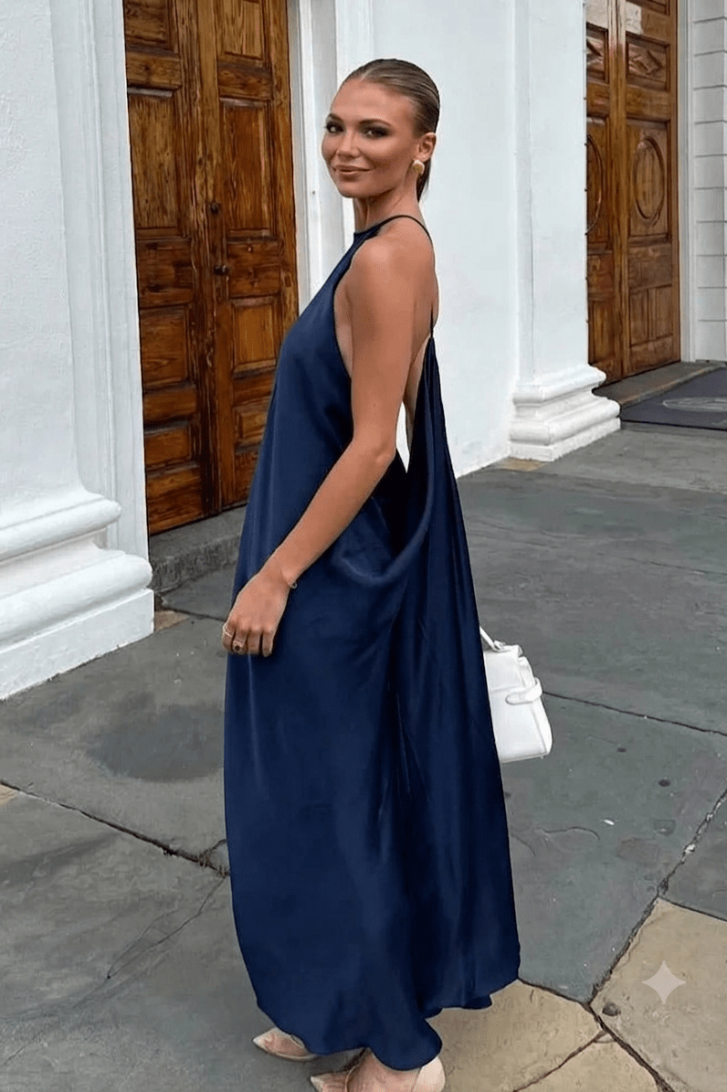 ZEYA - Althea Satin Halter Maxi Dress