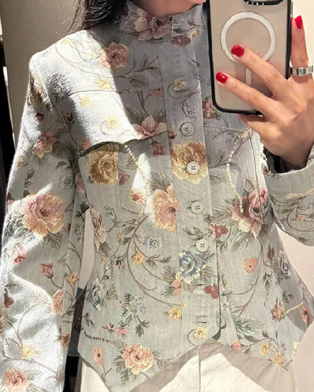 ZEYA - Anne Vintage Jacquard Cropped Jacket