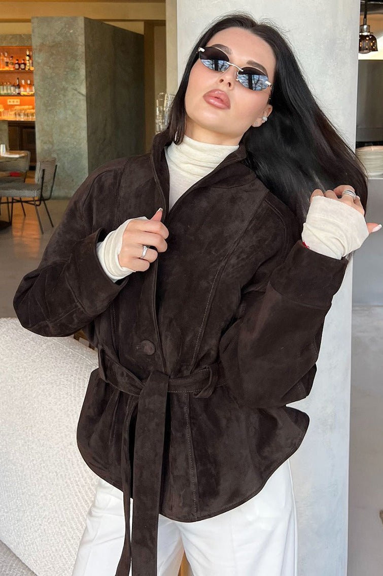 ZEYA - Annie Belted Suede Trench Coat
