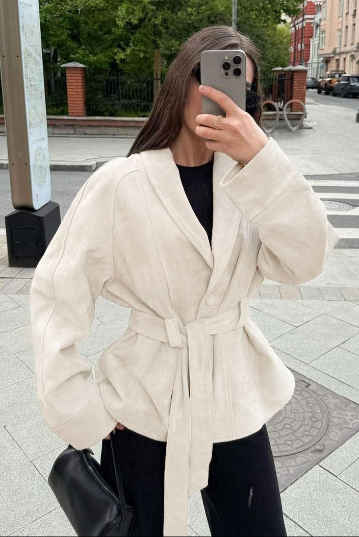 ZEYA - Annie Belted Suede Trench Coat