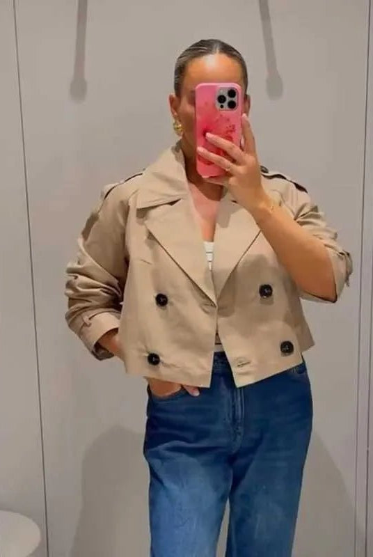 ZEYA - Carla Cropped Double Breasted Trench Coat