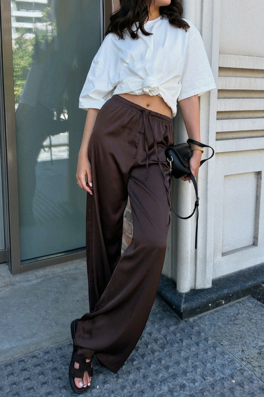 ZEYA - Carlene High Waist Satin Wide Leg Trousers