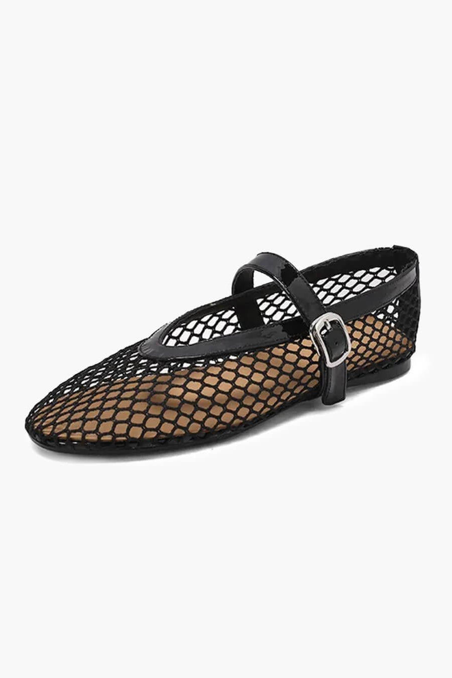 ZEYA - Celeste Buckled Mesh Ballet Flats