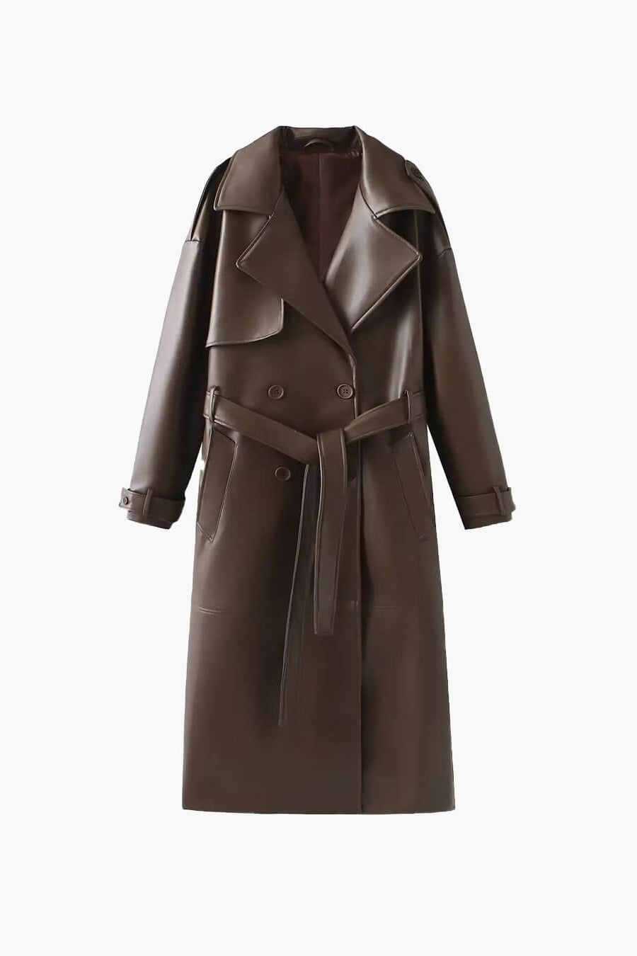 ZEYA - Connie Faux Leather Maxi Trench Coat