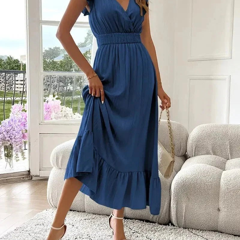 ZEYA - Delfina V-Neck Ruffle Swing Dress