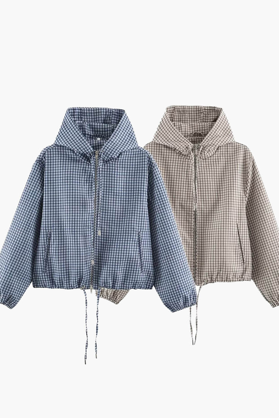ZEYA - Ellie Plaid Cropped Hooded Jacket