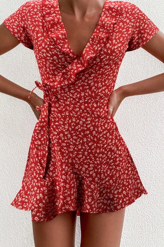 ZEYA - Gabrielle Floral V - Neck A - Line Mini Dress