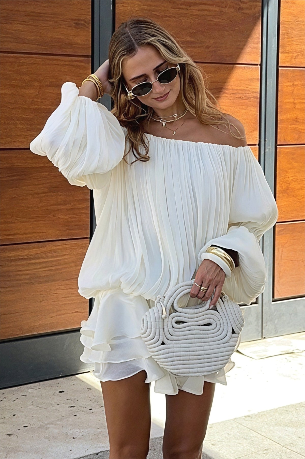 ZEYA - Gloria Off-Shoulder Ruffle Mini Dress