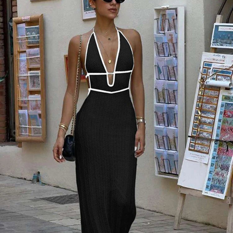 ZEYA - Hannie Lace Up Halter Maxi Dress