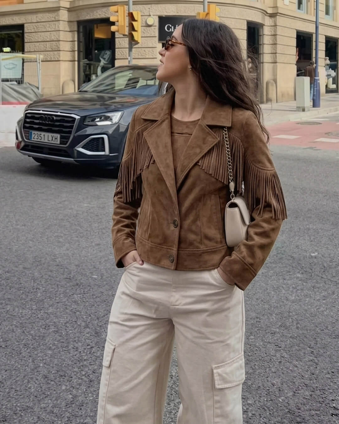 ZEYA - Helen Faux Suede Lapel Cropped Jacket