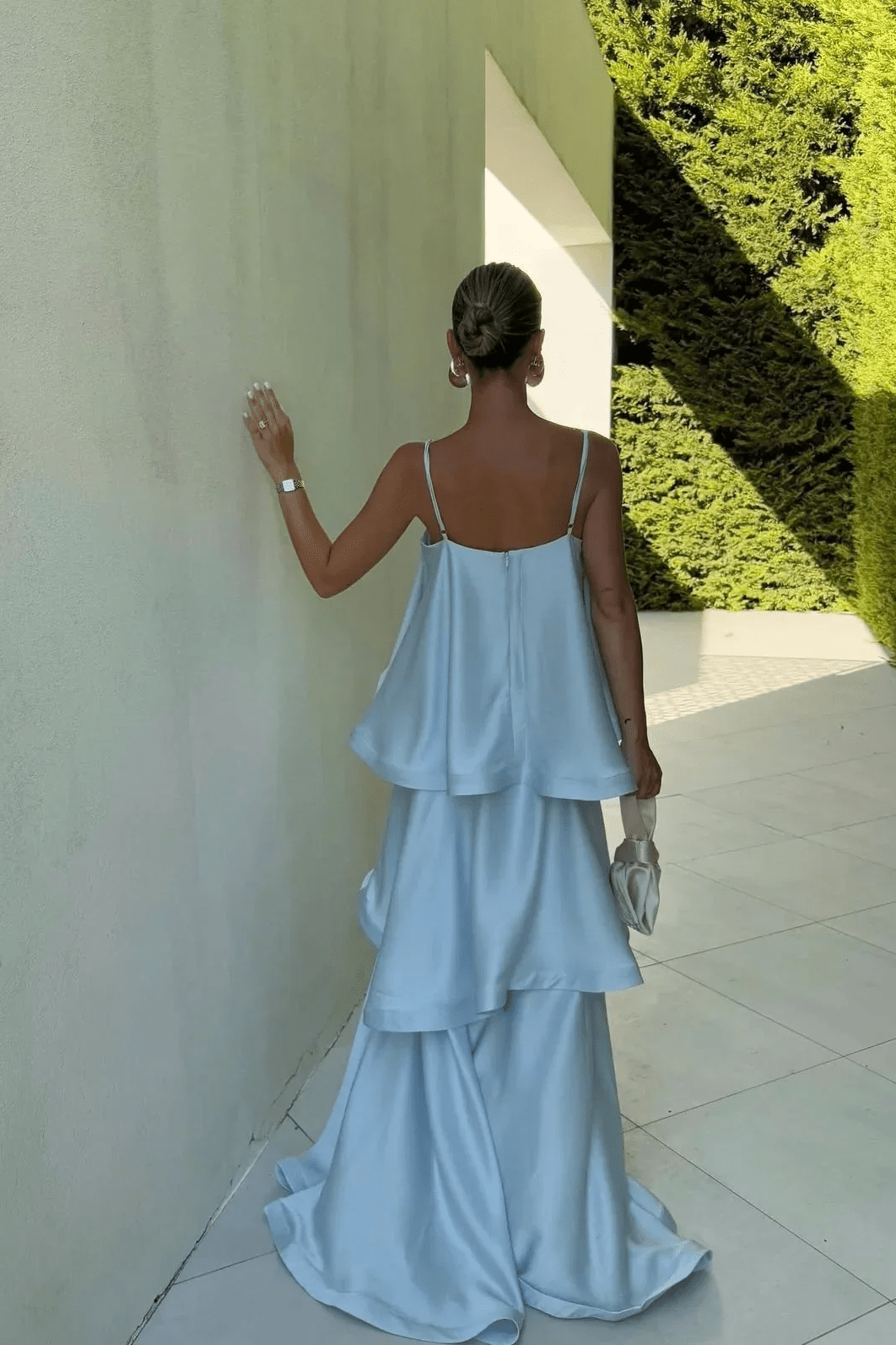 ZEYA - Jamila Tiered Ruffle Satin Maxi Dress