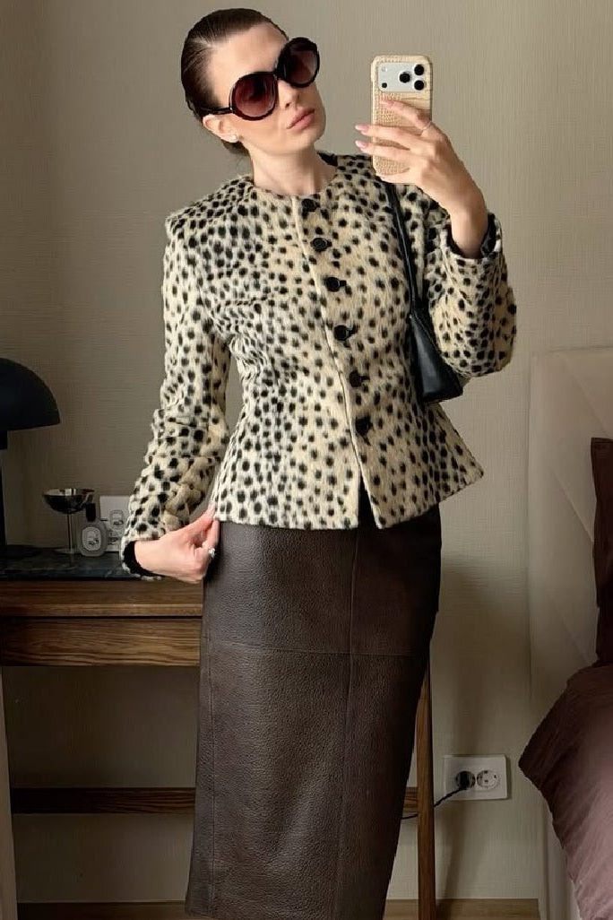 ZEYA - Katie Leopard Faux Fur Cropped Jacket