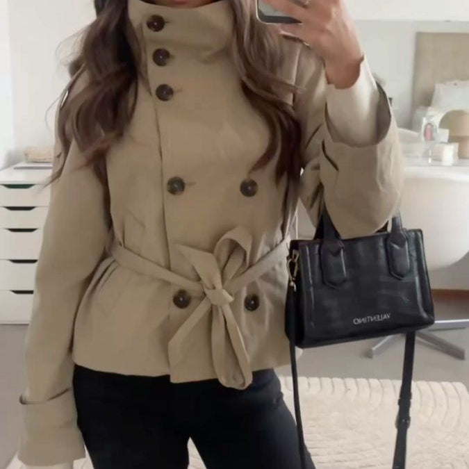 ZEYA - Kiarra Stand Collar Crop Trenchcoat