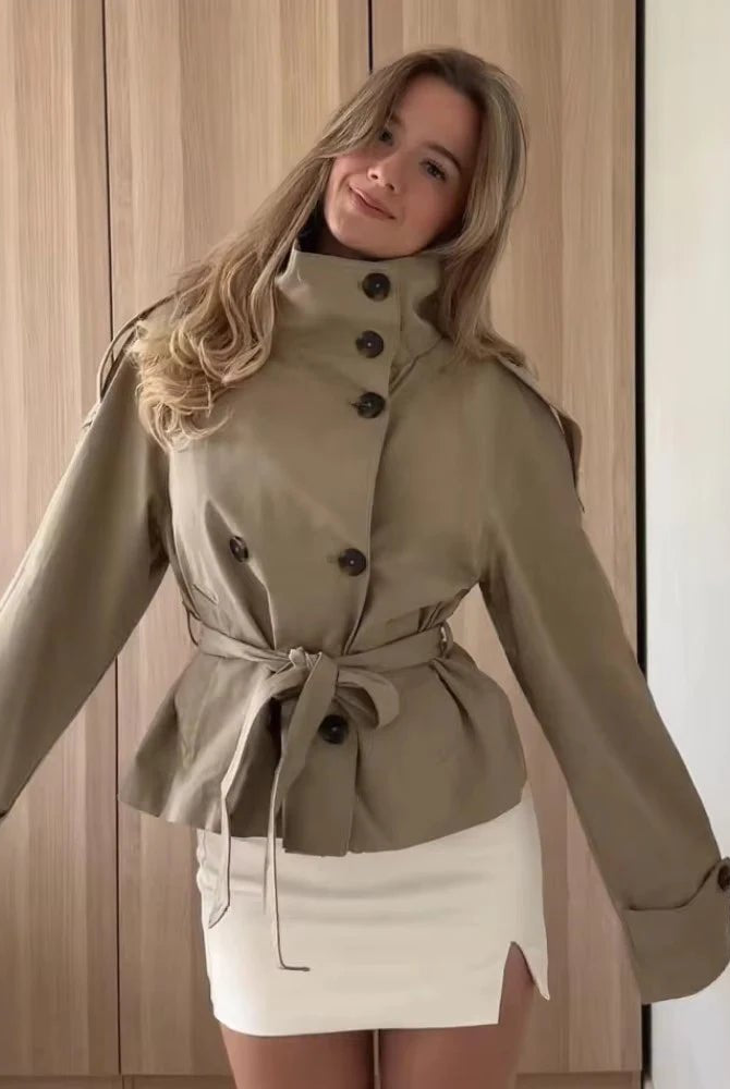 ZEYA - Kiarra Stand Collar Crop Trenchcoat