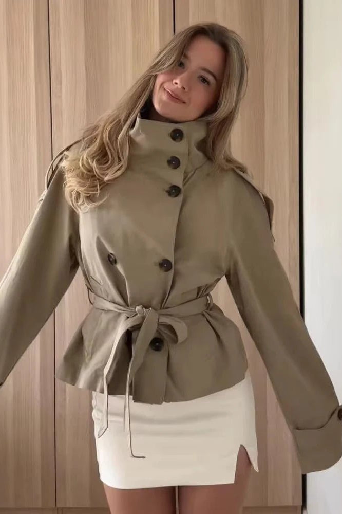 ZEYA - Kiarra Stand Collar Crop Trenchcoat