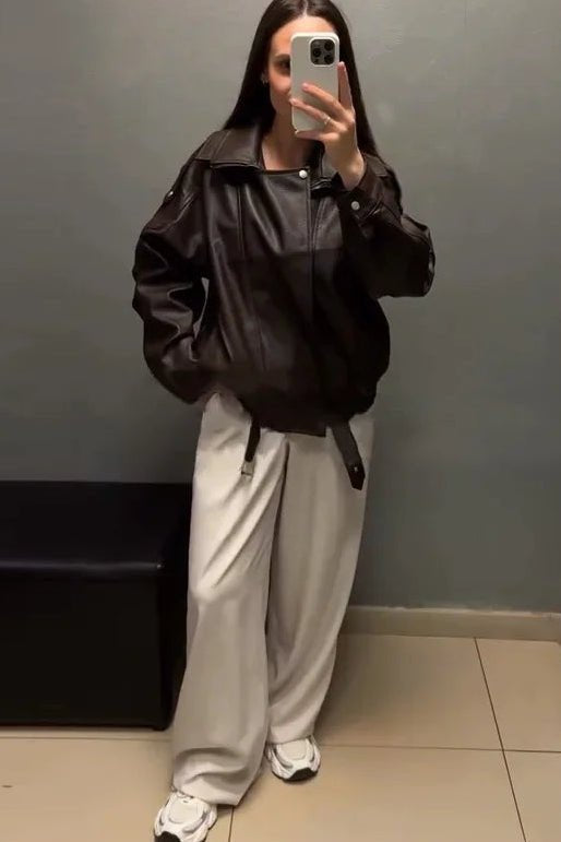 ZEYA - Kira Belted Leather Jacket
