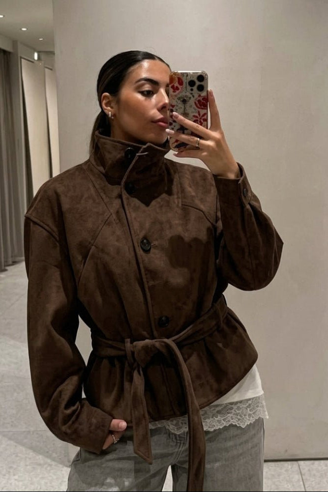 ZEYA - Letty Faux Suede Lace Up Jacket
