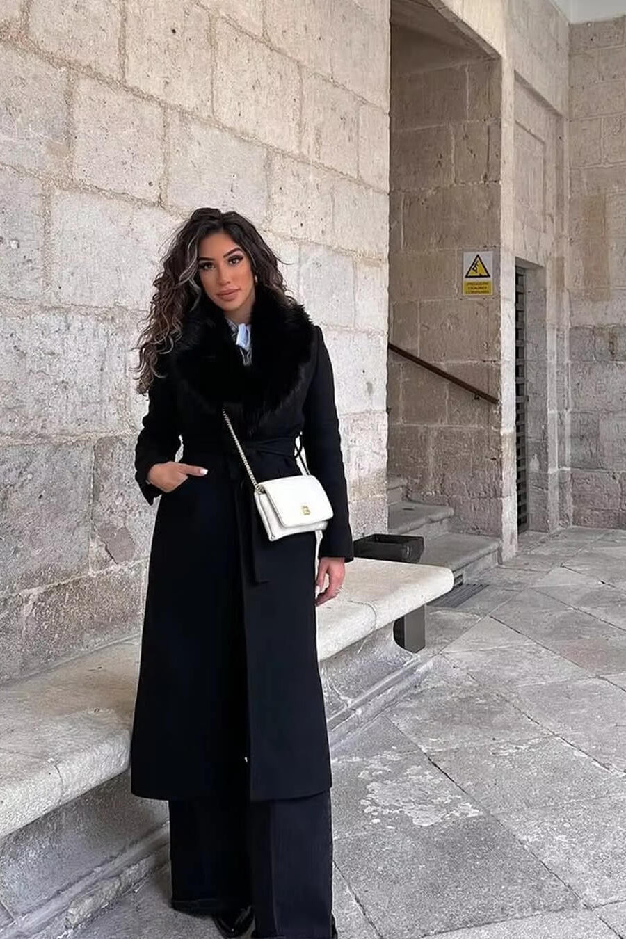 ZEYA - Lola Faux Fur Collar Maxi Coat