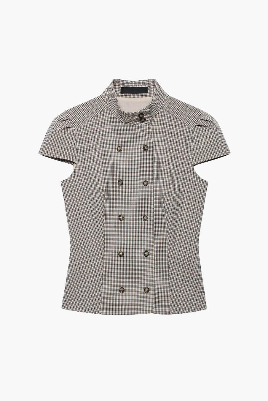 ZEYA - Lola Plaid High Neck Fitted Blouse