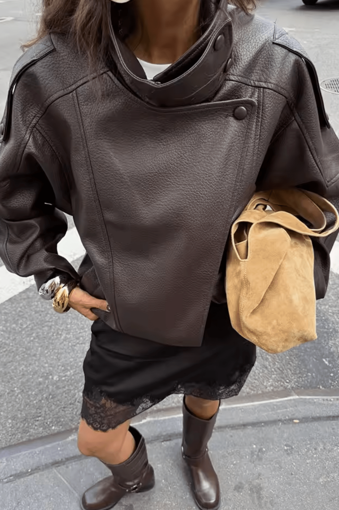 ZEYA - Lucille Asymmetrical Leather Jacket