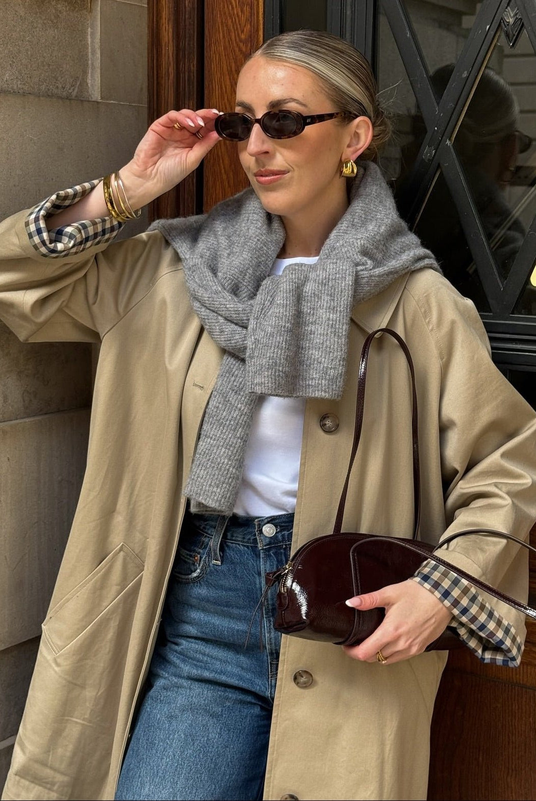 ZEYA - Lucy Check-Accent Trench Coat