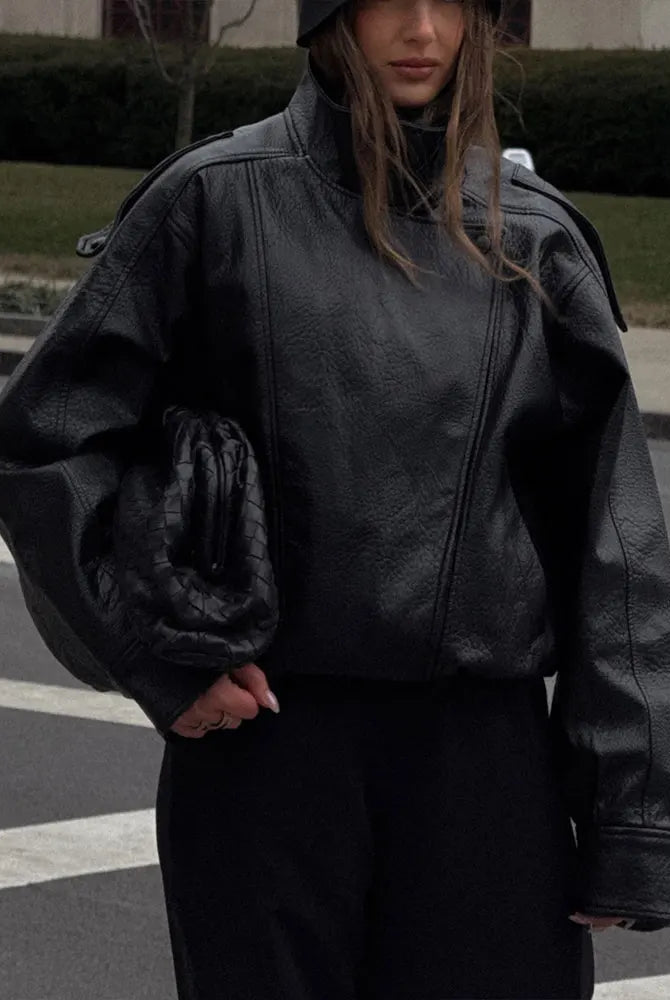 ZEYA - Marnie Black Vegan Leather Moto Jacket