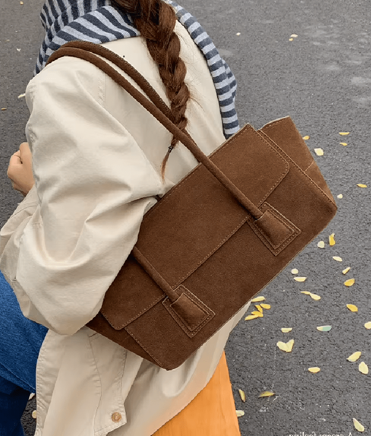 ZEYA - Melissa Vintage Faux Suede Shoulder Bag