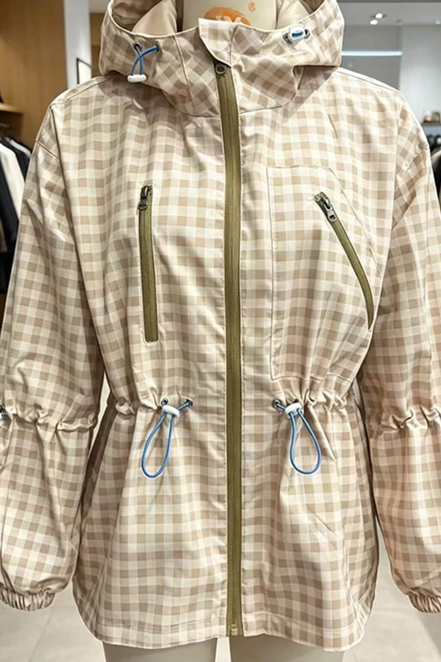 ZEYA - Miriam Plaid Hooded Trench Jacket