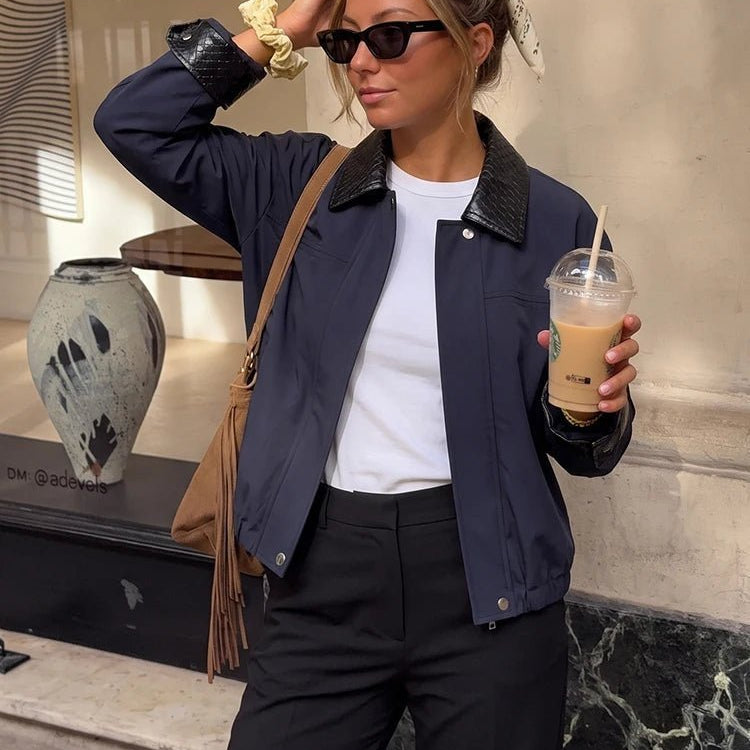 ZEYA - Naomi Contrast Collar Bomber Jacket