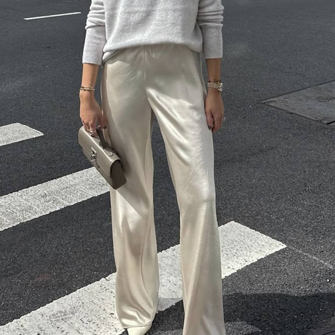 ZEYA - Nenita Wide Leg Satin Trousers