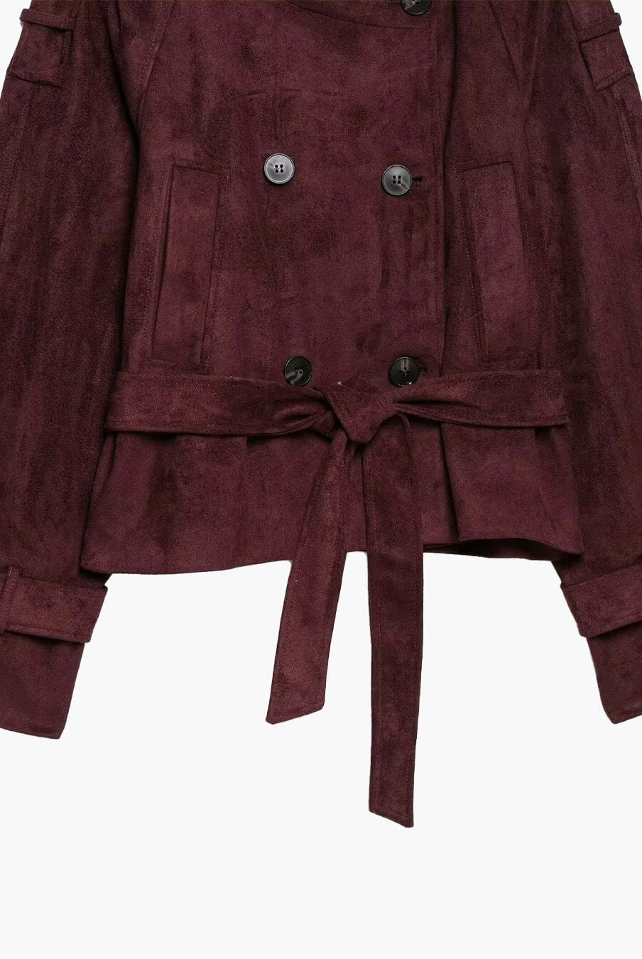 ZEYA - Nicole Funnel Neck Faux Suede Belted Jacket