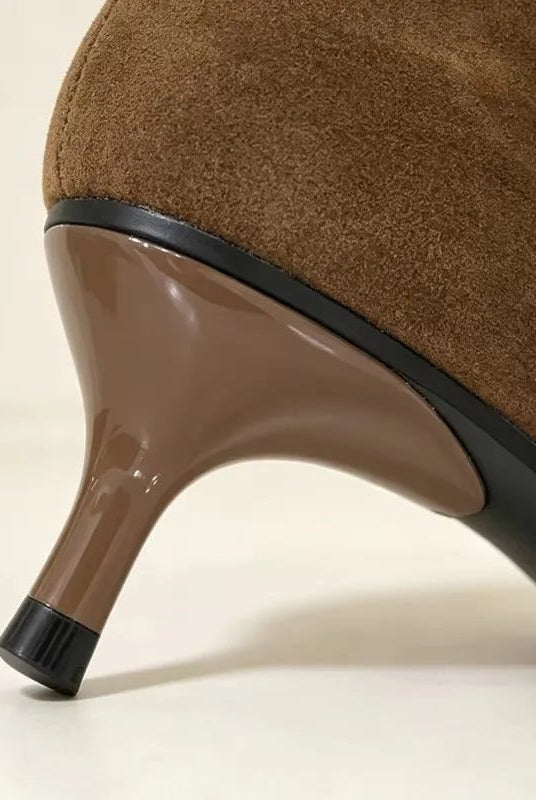ZEYA - Nina Faux Suede Ruched Ankle Boots