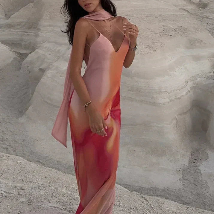 ZEYA - Octavia Open-Back Ombre Satin Dress