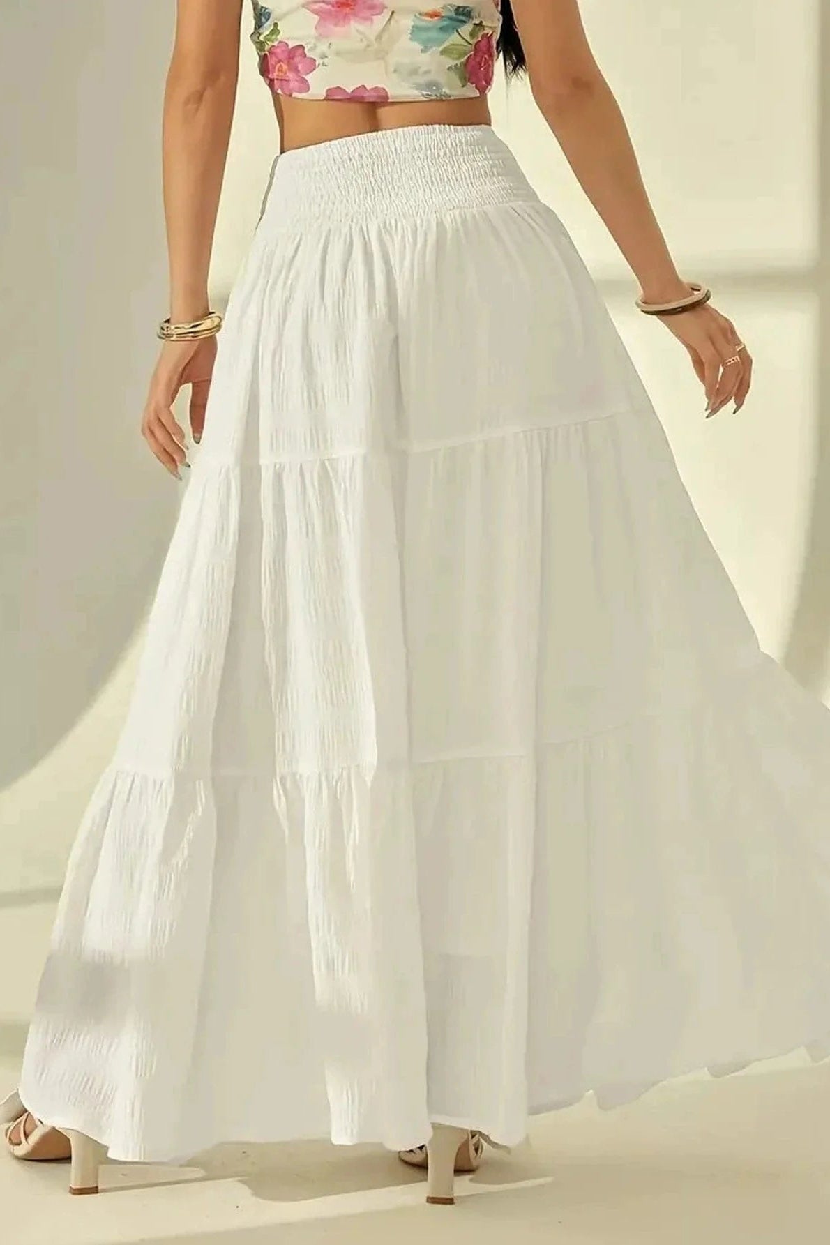 ZEYA - Octavia Tiered Maxi Skirt Elastic Waist
