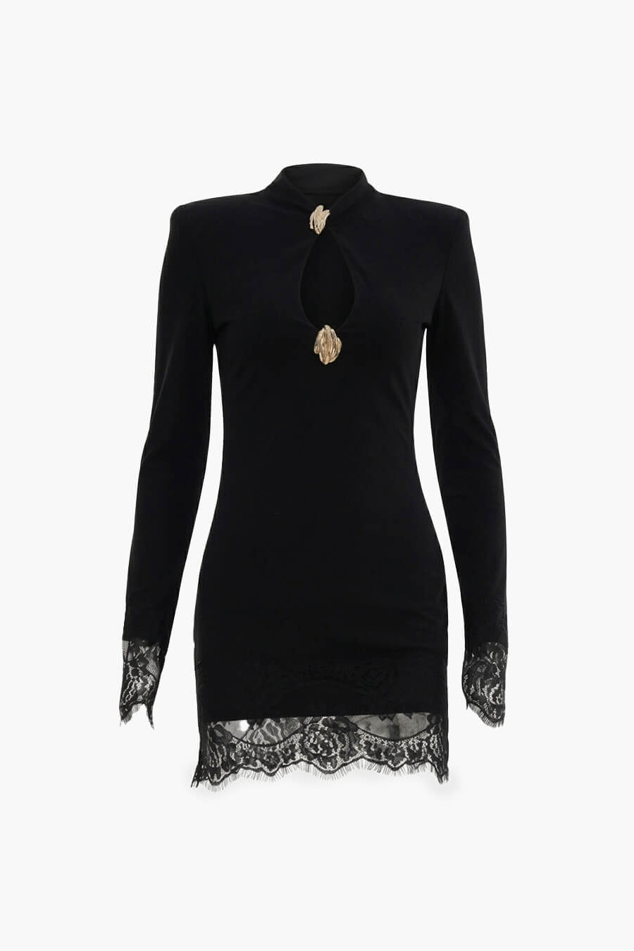 ZEYA - Rose High Neck Keyhole Lace Mini Dress