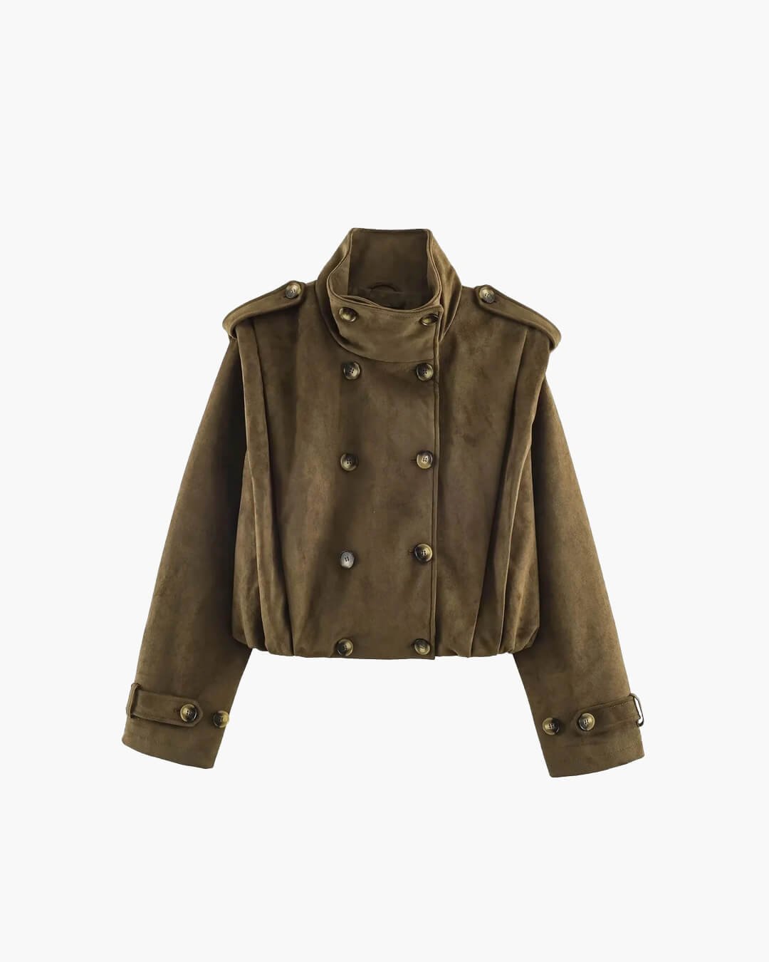ZEYA - Sabrina Retro Faux Suede Cropped Trench