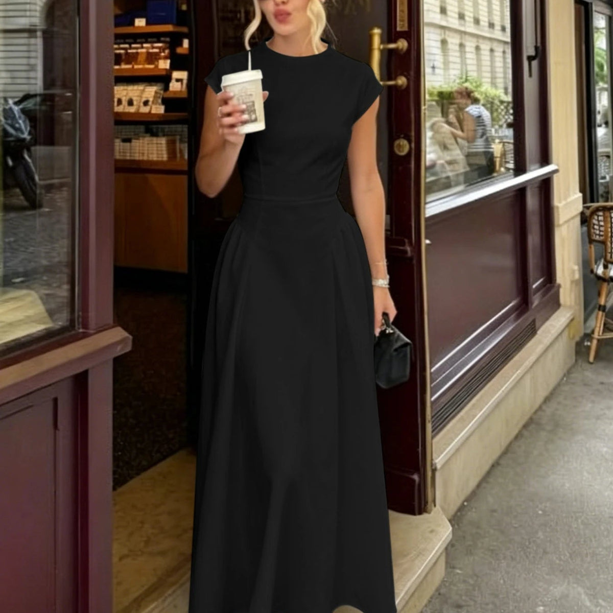 ZEYA - Sienna Flare Maxi Dress with Cap Sleeves