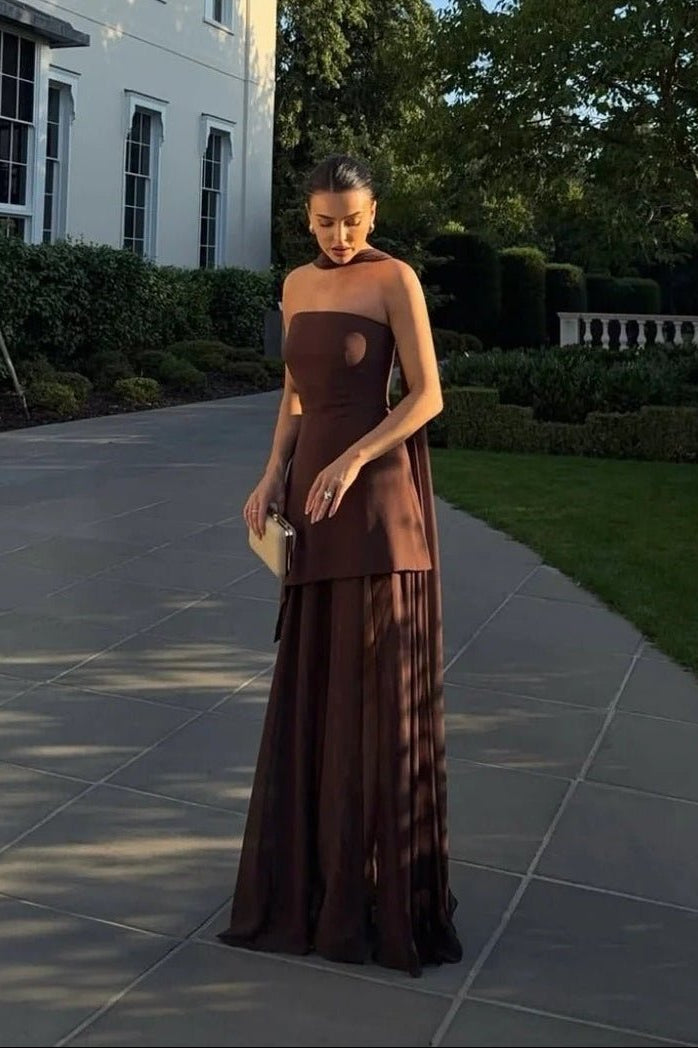 ZEYA - Sophia Asymmetric Sheer Maxi Dress
