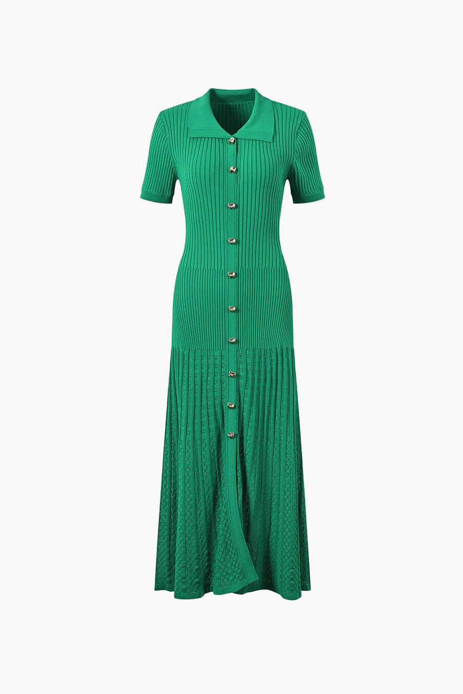 ZEYA - Sophia Ribbed Knit Polo Maxi Dress