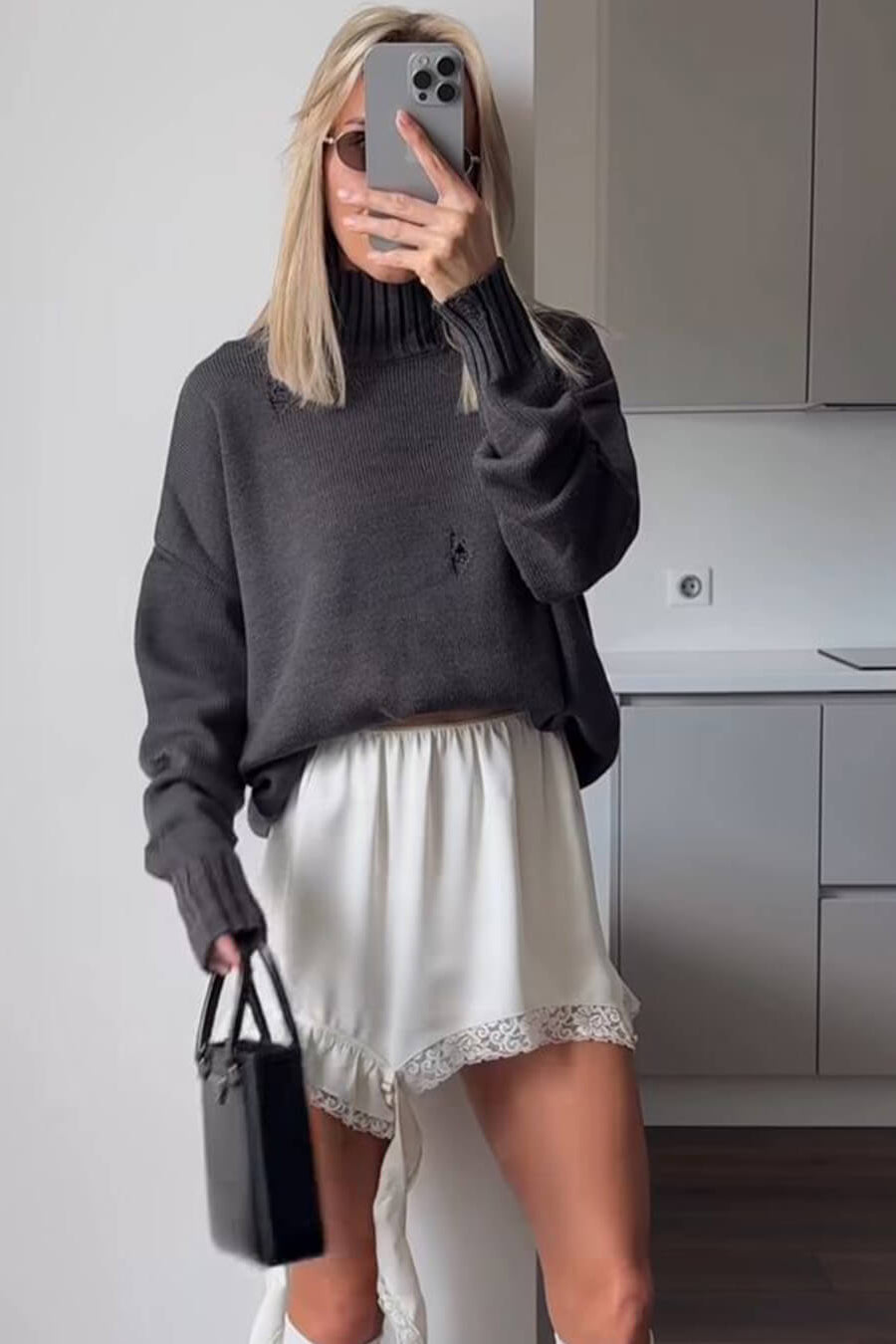 ZEYA - Suzy Satin Asymmetrical Midi Skirt