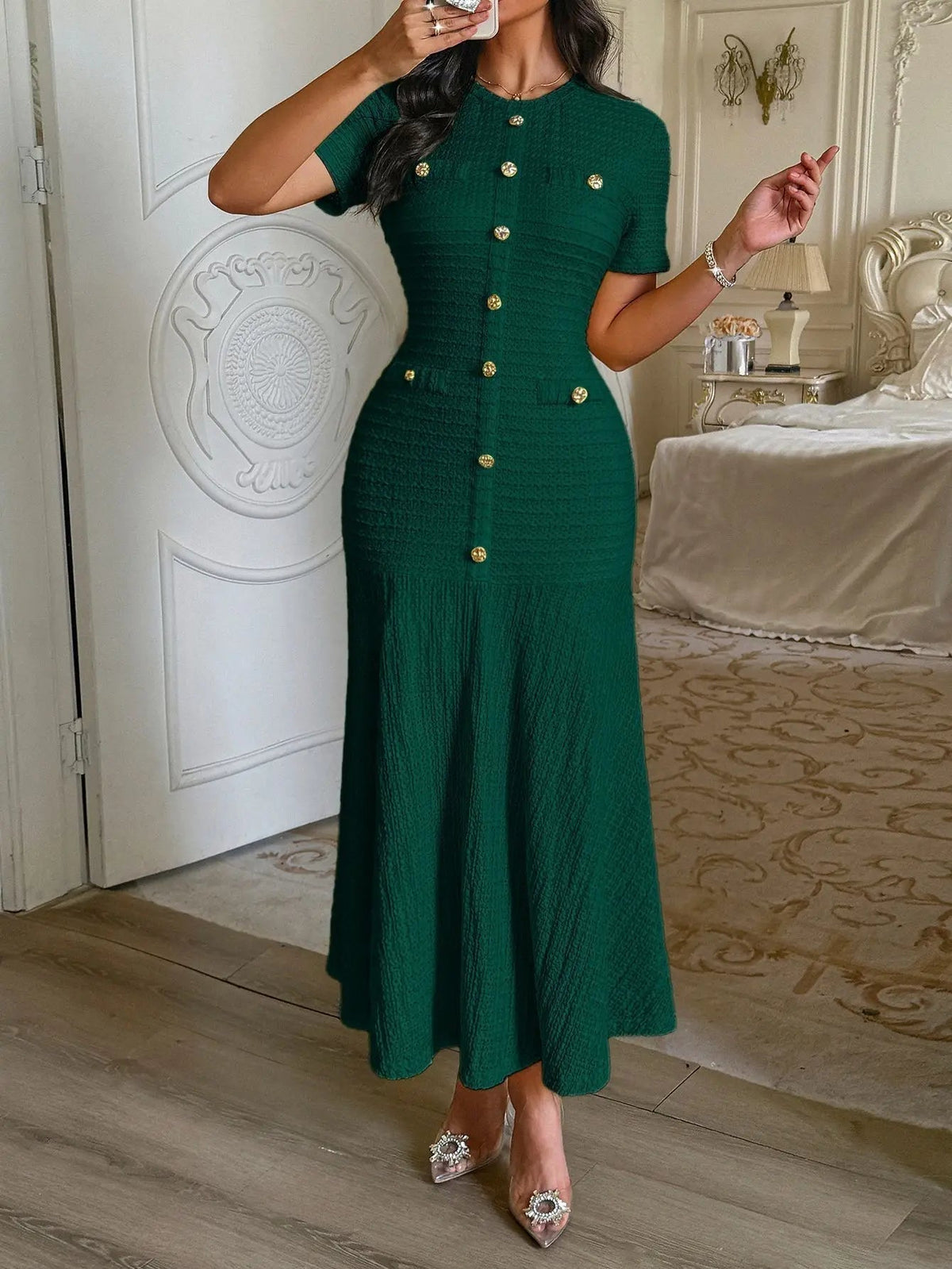 ZEYA - Sylvia Bodycon Flared Midi Dress