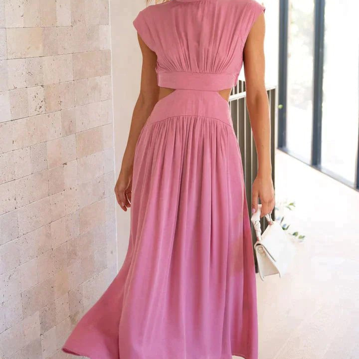 ZEYA - Syra High - Neck Midi Dress with Waist Cutouts